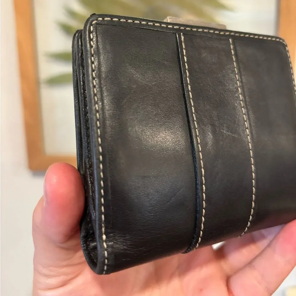 Vintage Coach Glove Tanned Black Leather Kisslock Wallet Coin Purse Frame RARE - Picture 8 of 9